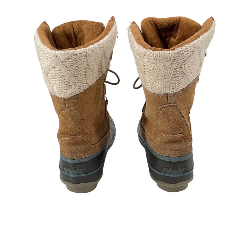 Khombu Cindy Duck Winter Outdoor Knit Lace Up Leather Boots Womens 9 Steel Shank - Picture 2 of 6